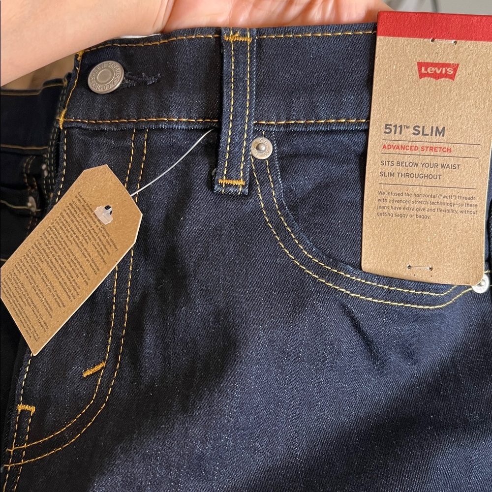 New! Mens Levi's 511 Slim Fit Advanced Stretch Jeans Dark Blue 30x32 - Picture 5 of 7